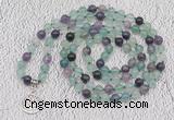 GMN1120 Hand-knotted 8mm, 10mm fluorite 108 beads mala necklaces with charm