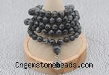 GMN1136 Hand-knotted 8mm, 10mm black labradorite 108 beads mala necklaces with charm