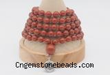 GMN1160 Hand-knotted 8mm, 10mm red jasper 108 beads mala necklaces with charm
