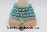 GMN1167 Hand-knotted 8mm, 10mm sea sediment jasper 108 beads mala necklaces with charm