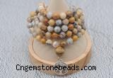 GMN1184 Hand-knotted 8mm, 10mm yellow crazy agate 108 beads mala necklaces with charm