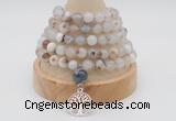 GMN1188 Hand-knotted 8mm, 10mm montana agate 108 beads mala necklaces with charm