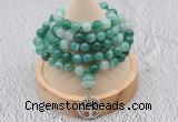 GMN1193 Hand-knotted 8mm, 10mm green banded agate 108 beads mala necklaces with charm