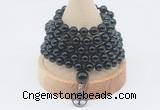 GMN1203 Hand-knotted 8mm, 10mm black onyx 108 beads mala necklaces with charm