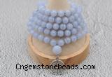 GMN1214 Hand-knotted 8mm, 10mm blue lace agate 108 beads mala necklaces with charm