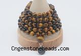 GMN1218 Hand-knotted 8mm, 10mm yellow tiger eye 108 beads mala necklaces with charm