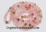 GMN123 Hand-knotted 6mm volcano cherry quartz 108 beads mala necklaces