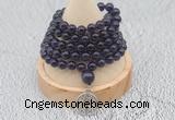 GMN1236 Hand-knotted 8mm, 10mm amethyst 108 beads mala necklaces with charm