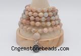 GMN1252 Hand-knotted 8mm, 10mm sunstone 108 beads mala necklaces with charm