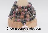 GMN1258 Hand-knotted 8mm, 10mm tourmaline 108 beads mala necklaces with charm