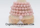 GMN1261 Hand-knotted 8mm, 10mm China pink opal 108 beads mala necklaces with charm