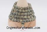 GMN1269 Hand-knotted 8mm, 10mm rhyolite 108 beads mala necklaces with charm