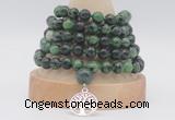 GMN1276 Hand-knotted 8mm, 10mm ruby zoisite 108 beads mala necklaces with charm