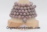 GMN1280 Hand-knotted 8mm, 10mm lepidolite 108 beads mala necklace with charm