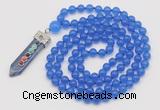 GMN1406 Hand-knotted 8mm candy jade 108 beads mala necklace with pendant