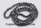 GMN141 Hand-knotted 6mm snowflake obsidian 108 beads mala necklaces