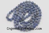 GMN143 Hand-knotted 6mm blue spot stone 108 beads mala necklaces