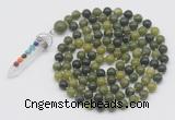 GMN1435 Hand-knotted 8mm, 10mm Canadian jade 108 beads mala necklace with pendant