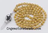 GMN1486 Hand-knotted 8mm, 10mm golden tiger eye 108 beads mala necklace with pendant