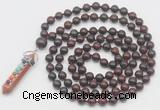 GMN1533 Hand-knotted 8mm, 10mm brecciated jasper 108 beads mala necklace with pendant