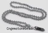 GMN1629 Hand-knotted 6mm labradorite 108 beads mala necklace with pendant