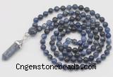 GMN1632 Hand-knotted 6mm sodalite 108 beads mala necklace with pendant
