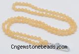 GMN1635 Hand-knotted 6mm honey jade 108 beads mala necklace with pendant