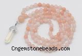 GMN1636 Hand-knotted 6mm pink aventurine 108 beads mala necklace with pendant