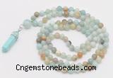 GMN1666 Hand-knotted 6mm amazonite 108 beads mala necklaces with pendant