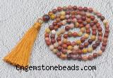 GMN208 Hand-knotted 6mm mookaite 108 beads mala necklaces with tassel