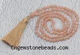 GMN217 Hand-knotted 6mm moonstone 108 beads mala necklaces with tassel