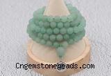 GMN2202 Hand-knotted 8mm, 10mm matte green aventurine 108 beads mala necklace with charm