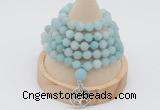 GMN2204 Hand-knotted 8mm, 10mm matte amazonite 108 beads mala necklace with charm