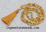 GMN221 Hand-knotted 6mm golden tiger eye 108 beads mala necklaces with tassel