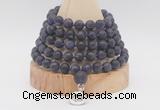 GMN2220 Hand-knotted 8mm, 10mm matte amethyst 108 beads mala necklace with charm