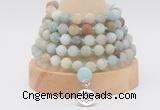 GMN2221 Hand-knotted 8mm, 10mm matte amazonite 108 beads mala necklace with charm