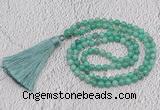 GMN227 Hand-knotted 6mm peafowl agate 108 beads mala necklaces with tassel