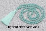 GMN233 Hand-knotted 6mm amazonite 108 beads mala necklaces with tassel