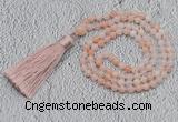 GMN235 Hand-knotted 6mm pink aventurine 108 beads mala necklaces with tassel