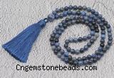 GMN239 Hand-knotted 6mm dumortierite 108 beads mala necklaces with tassel