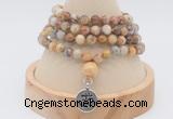 GMN2406 Hand-knotted 6mm yellow crazy agate 108 beads mala necklace with charm