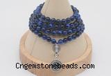GMN2427 Hand-knotted 6mm blue tiger eye 108 beads mala necklace with charm