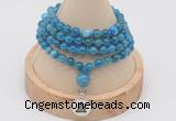 GMN2434 Hand-knotted 6mm apatite 108 beads mala necklace with charm