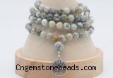 GMN2451 Hand-knotted 6mm artistic jasper 108 beads mala necklaces with charm