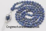 GMN2622 Hand-knotted 8mm, 10mm matte lapis lazuli 108 beads mala necklace with pendant