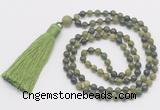 GMN267 Hand-knotted 6mm Canadian jade 108 beads mala necklaces with tassel