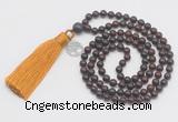 GMN318 Hand-knotted 6mm brecciated jasper 108 beads mala necklaces with tassel & charm