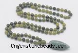 GMN4019 Hand-knotted 8mm, 10mm Canadian jade 108 beads mala necklace with pendant