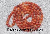 GMN417 Hand-knotted 8mm, 10mm red banded agate 108 beads mala necklaces
