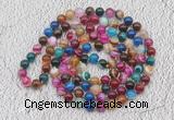 GMN418 Hand-knotted 8mm, 10mm mixed banded agate 108 beads mala necklaces